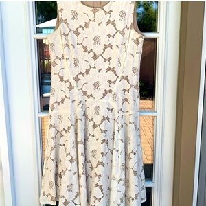 Beige color lace Dress Fitted Top Flared Bottom, size 4